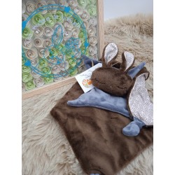 Doudou lapin Sacha marron et gris