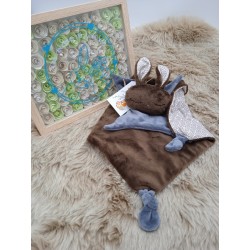Doudou lapin Sacha marron et gris