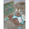 Doudou lapin Sacha beige et vert pomme