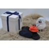 Chaussons bottes noir pailleté intérieur orange
