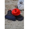 Chaussons bottes noir pailleté intérieur rouge