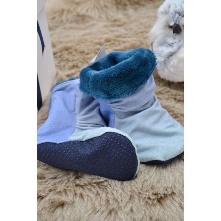 Chaussons bottes bleu dégradé vert intérieur bleu canard
