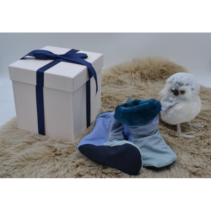 Chaussons bottes bleu dégradé vert intérieur bleu canard