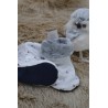 Chaussons bottes blanc motif bateaux intérieur gris