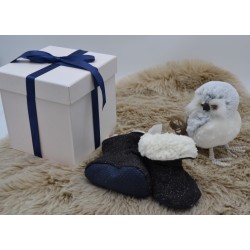 Chaussons bottes noir pailleté intérieur écru