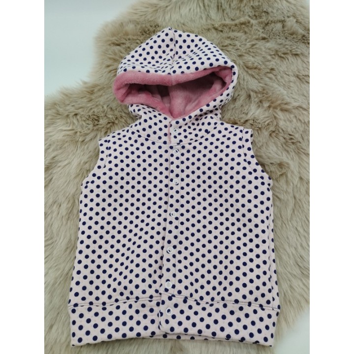Gilet sans manches rose à pois1