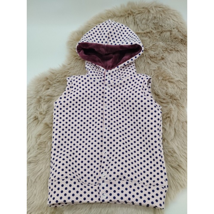 Gilet sans manches rose à pois
