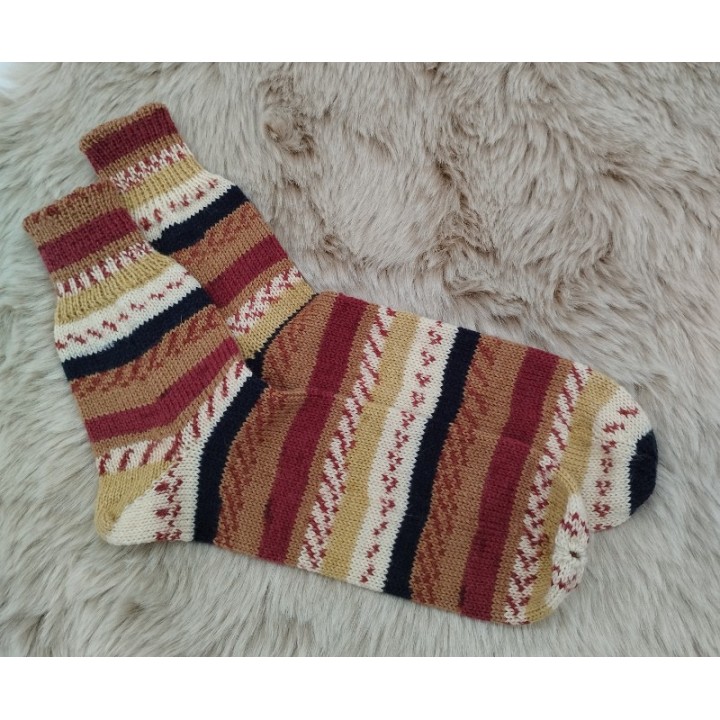 Chaussettes en laine jacquard marron