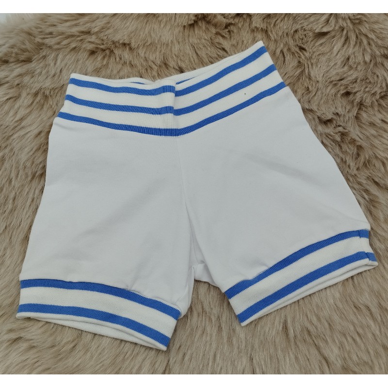 Short en jersey blanc et bleu