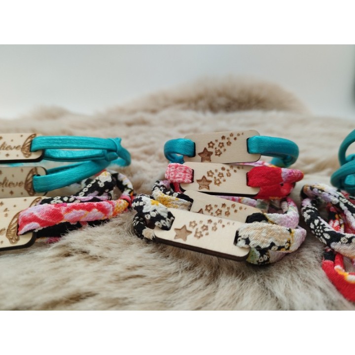 Bracelet tissus et plaque rectangle
