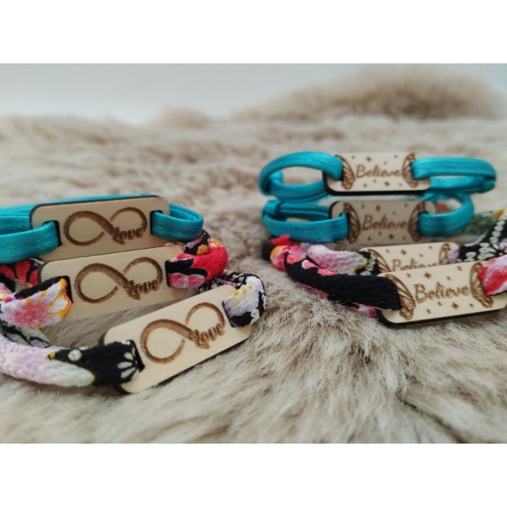 Bracelet tissus et plaque rectangle