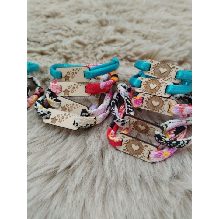 Bracelet tissus et plaque rectangle