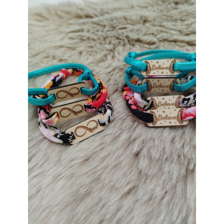Bracelet tissus et plaque rectangle