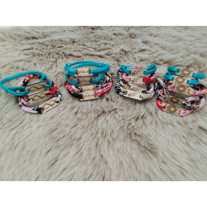 Bracelet tissus et plaque rectangle
