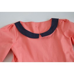 Robe pepper saumon et type toile de jouy