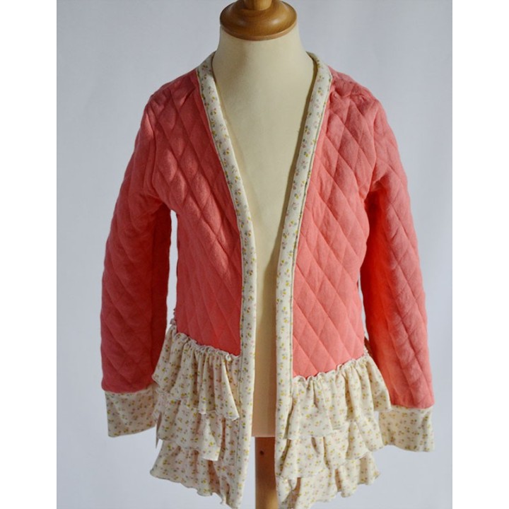 Gilet cardigan matelassé saumon