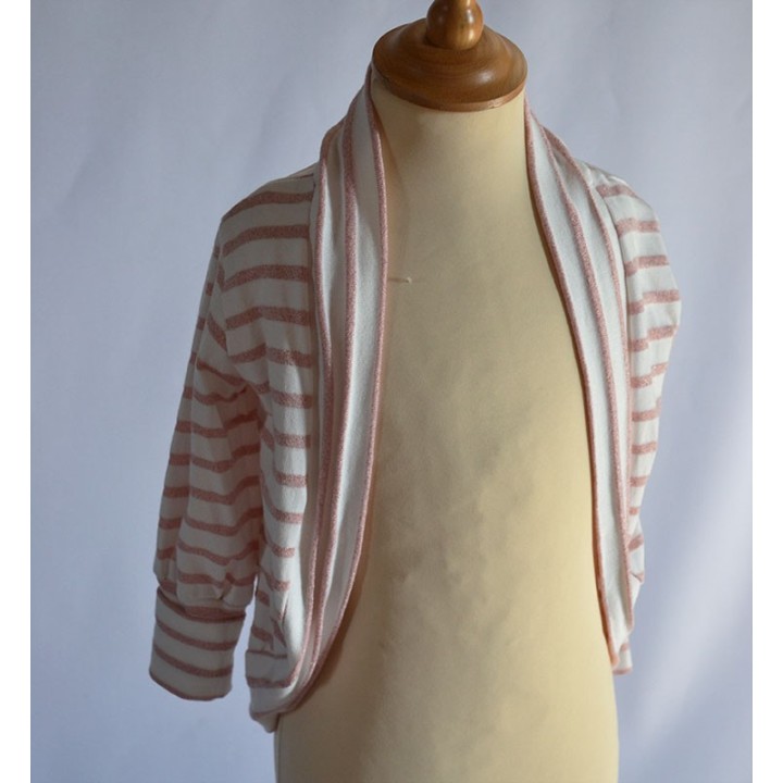 Gilet cercle rayures rose
