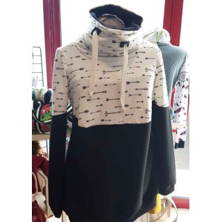 Sweat femme noir écru
