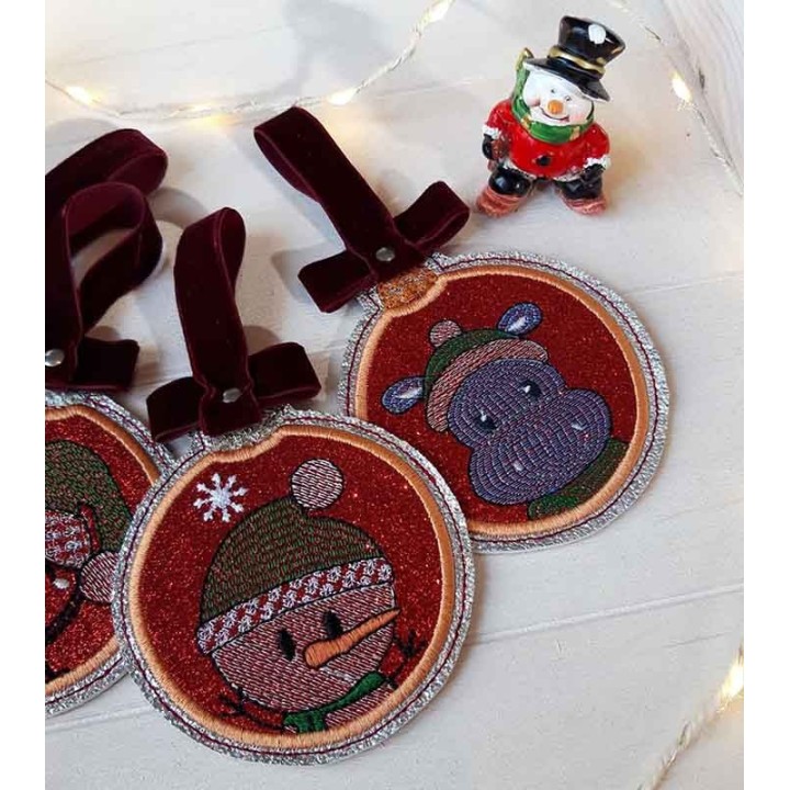 Lot boule de Noël plate rouge