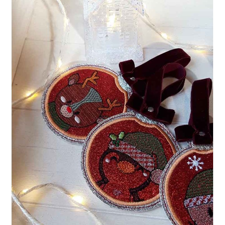 Lot boule de Noël plate rouge