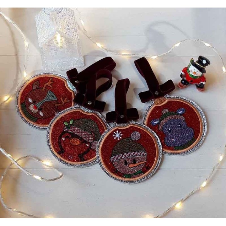 Lot boule de Noël plate rouge