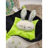 Doudou lapin Sacha noir et vert fluo
