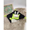 Doudou lapin Sacha noir et vert fluo