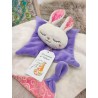 Doudou lapin Sacha écru et violet