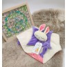 Doudou lapin Sacha écru et violet