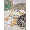 Doudou lapin Sacha écru et crème et Liberty of london