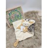 Doudou lapin Sacha écru et crème et Liberty of london