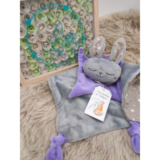 Doudou lapin Sacha violet et gris