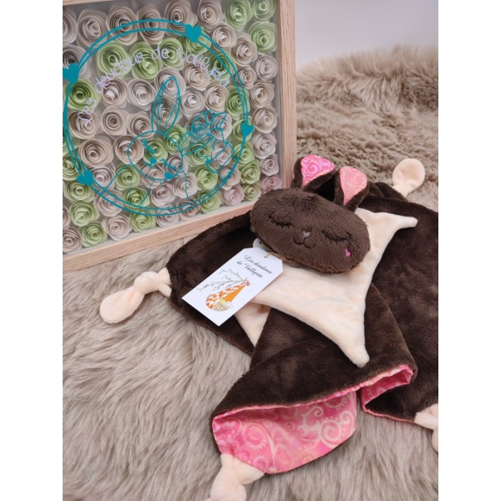 Doudou lapin Sacha écru et marron